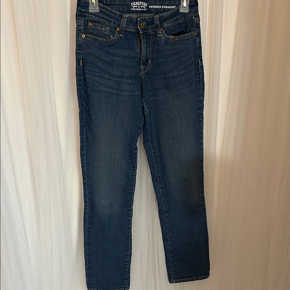 Signature by Levi Strauss Women's Straight Leg Jeans - Dark Blue